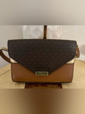 Michael Kors Two-Tone Brown Logo Crossbody/ Belt Bag/Waist Bag EUC